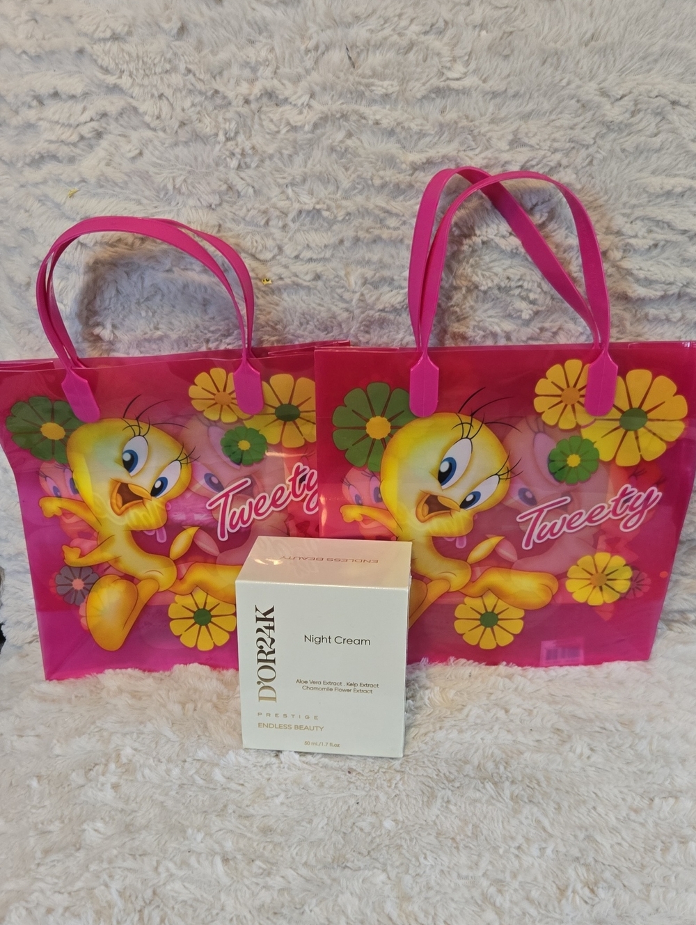 Dior24k Night Cream 50 ML Tweety Pink Tote Bag – Cute Cartoon Shoulder Bag